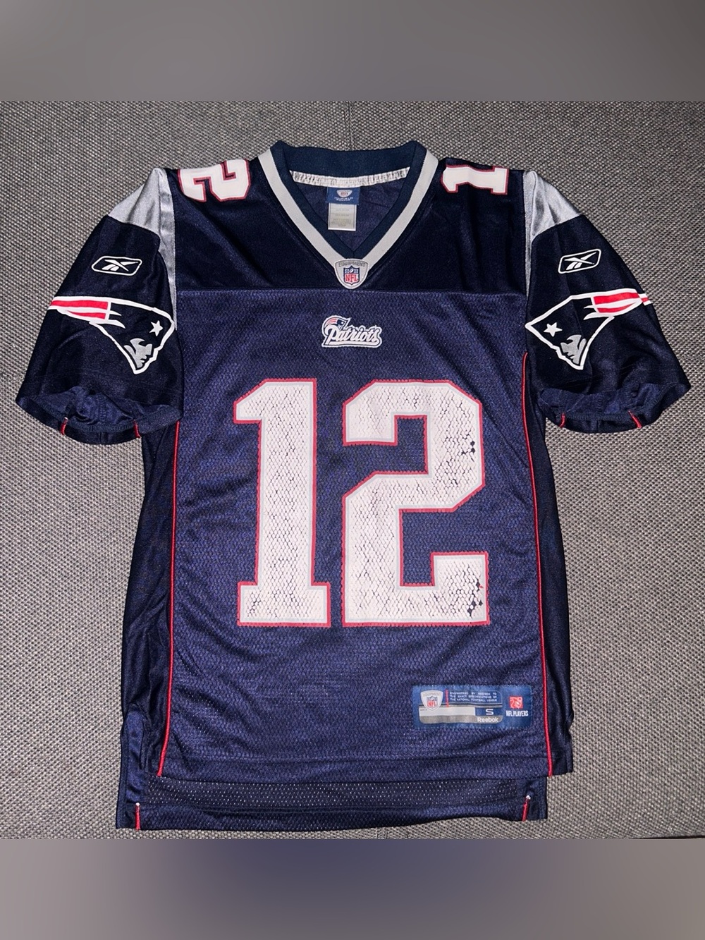 Reebok Navy and White NFL Equipment V-Neck Jersey